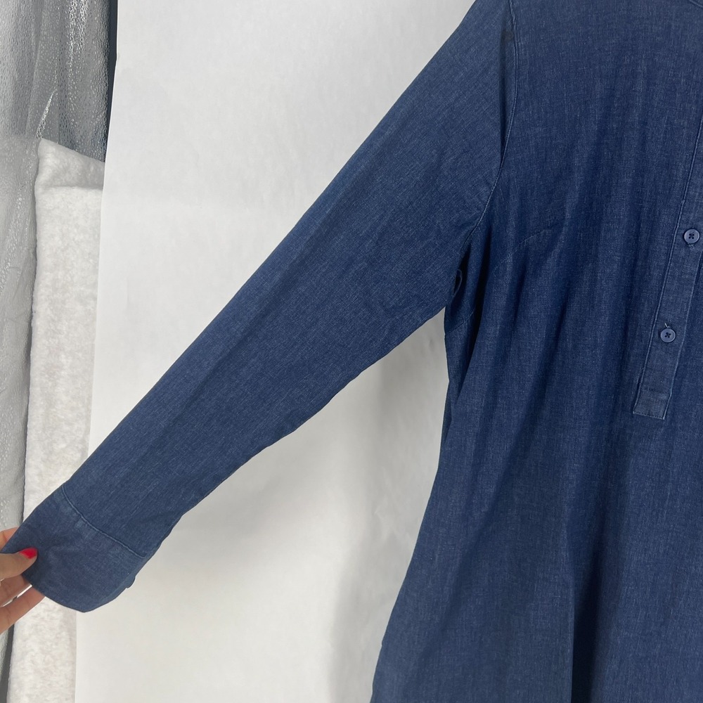 Universal Standard Hannah Shirt Dress Womens 14/16 Blue Cotton‎ Stretch Casual - Picture 4 of 13